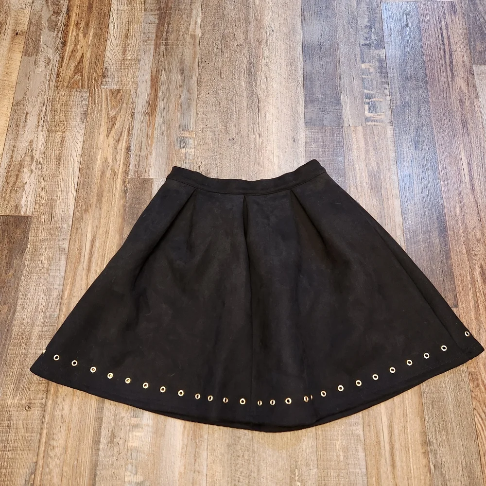 Blue Rain Black Suede with Gold Grommet Skirt